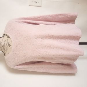 Oscar De la Renta Powder Pink Comfy Textured Long Sleeve Sweatshirt